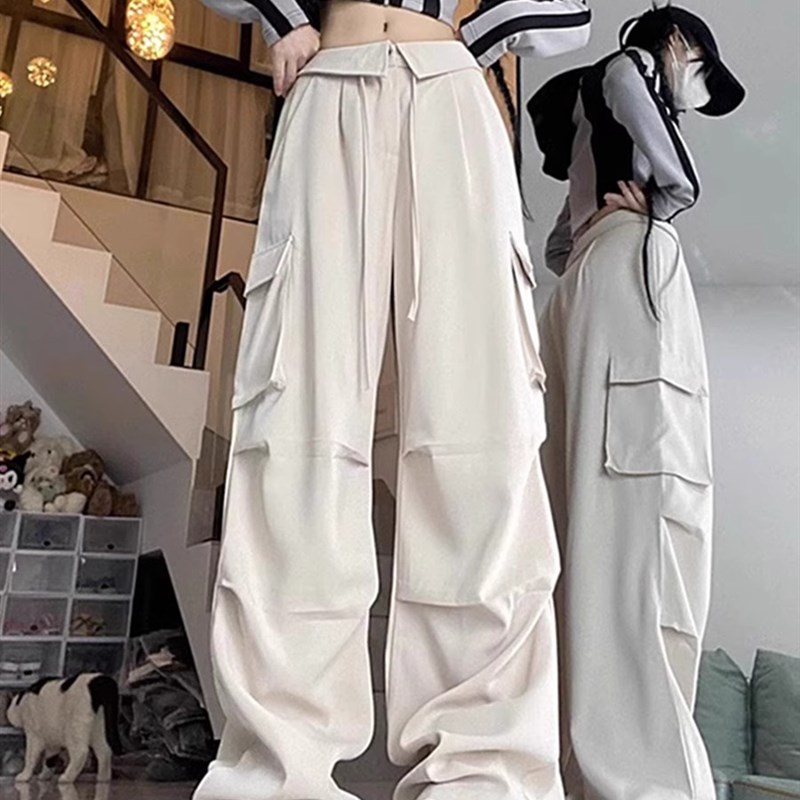 300斤大码女装休闲工装裤女胖mm夏季白色裤子R梨形身材显瘦阔腿裤 - 图3