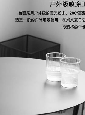 水泥灰餐桌创意设计师户外小圆桌阳台庭院防水防晒桌子商场饮品店
