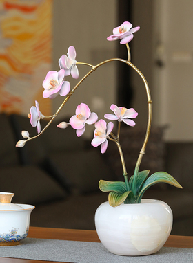 黄铜兰花摆件客厅家居玄关