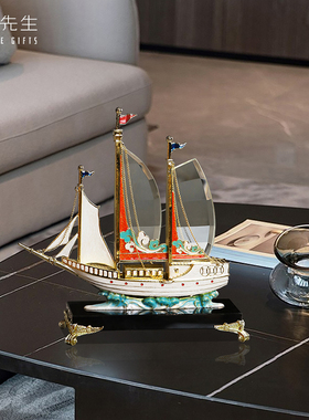 一帆风顺帆船水晶摆件扬帆起航