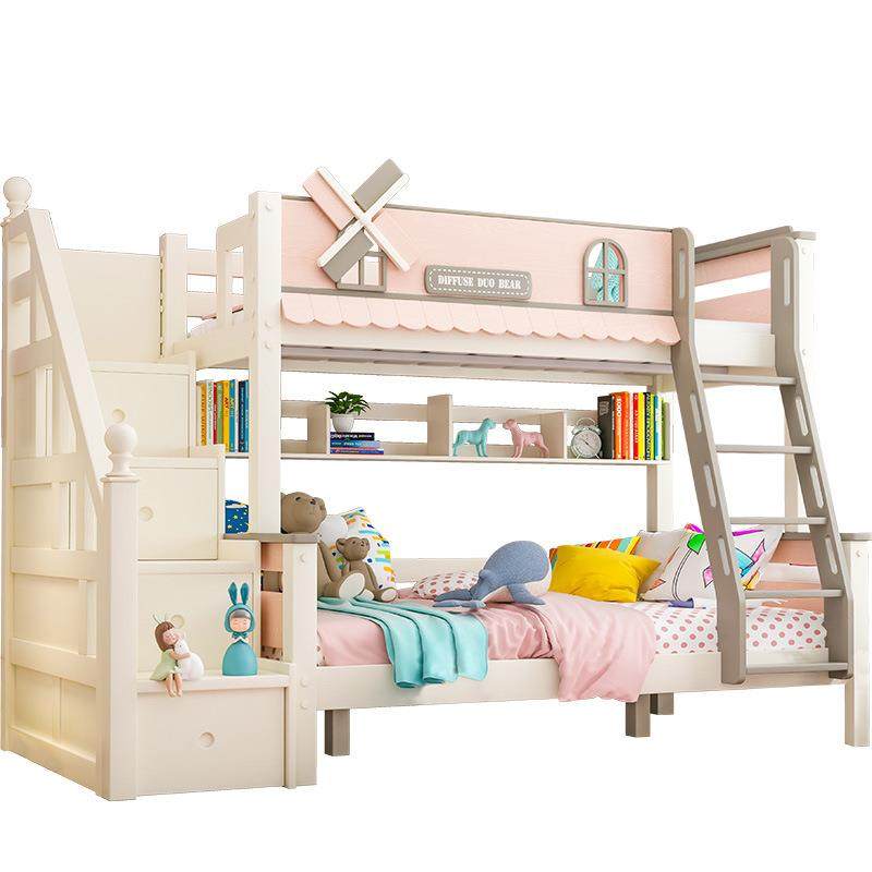 实木儿童床高低床女孩粉色公主床双层床多功能组合上下床铺母子床,淘宝优惠券,粉丝福利购,淘宝优惠卷