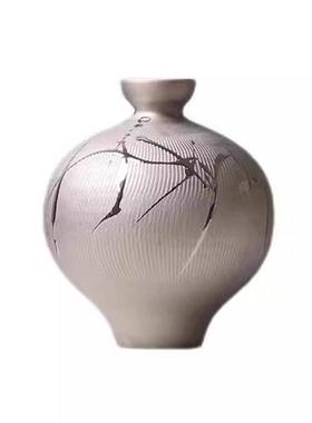 新中式样板房入户玄关装饰画组合端景台装饰柜盆景白玉狮子摆件