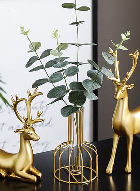 新品轻奢招财鹿摆件北欧家居房间酒柜装饰品创意电T视柜工艺品轻