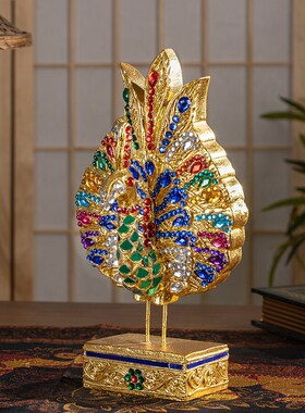 新品泰国木雕工艺品家居客u厅电视酒柜孔雀摆件创意装饰品摆设开