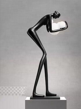 极速北欧人形艺术雕塑创意抱球灯酒店大堂展厅样品屋展Y示中心样