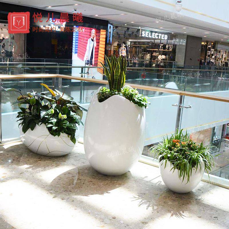 极速玻璃纤维花盆商场购物中心鸡蛋壳造型落O地花瓶户外公园景观,淘宝优惠券,粉丝福利购,淘宝优惠卷
