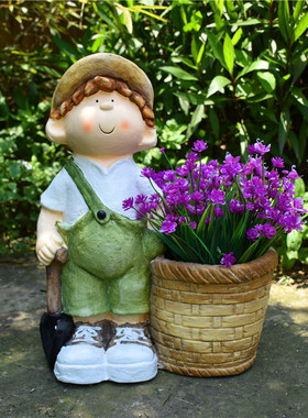 极速创意b可爱阳台花园布置庭院别墅景观设计大号花盆小孩网红花