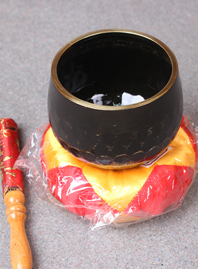 极速铜磬引磬钵盂法器佛r音碗铜钵佛具大庆黑铜磬大号樟木木鱼寺
