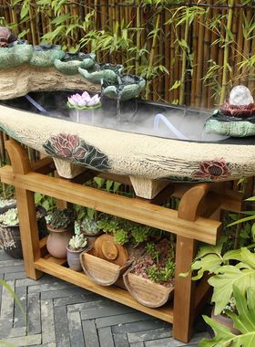 客厅玄关b落地假山喷泉鱼缸加湿器开业乔迁礼品招财风水轮流水摆