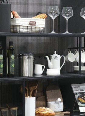 样板间展厅厨房橱柜软装饰品搭配储物罐咖啡杯组合套装