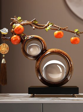 水晶葫芦柿柿如意摆件客厅书房办公室装饰品摆设送领导长辈礼物