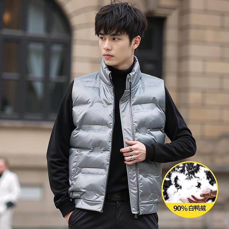 白鸭绒亮面马甲男羽绒背心外套简约休闲黑色无袖秋冬坎肩马夹无袖,淘宝优惠券,粉丝福利购,淘宝优惠卷