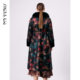 Ma Tiannu contrasting color printed fur collar sable coat