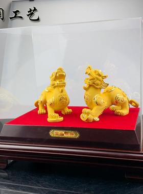 招财貔貅摆件绒沙金招财金貔貅摆件 特大沙金中式霸气办公桌摆件