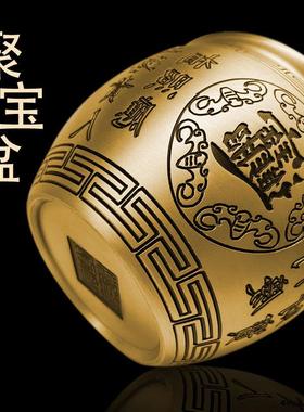 黄铜招财八宝缸创意摆件招财进宝聚财生财特大中小聚宝盆工艺品
