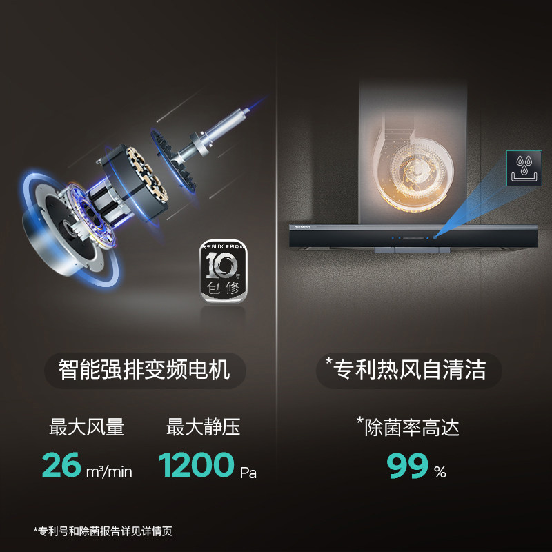 西门子LC77FA9C0W欧式5D环吸顶吸抽油烟机变频自清洁26m³大吸力