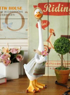 可爱的田园一家三口鸭树脂摆件创意儿童房动物桌面家居饰品装饰