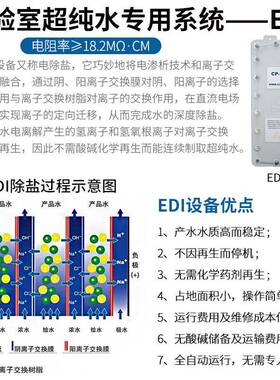 0.5吨超纯水双极反渗透+EDI 化妆品水处理医疗制药食品反渗透设备