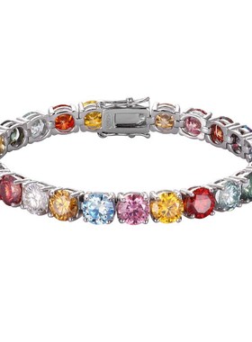 多巴胺色系莫桑钻手链女夏纯银时尚流行穿搭风潮轻奢简约满钻饰品