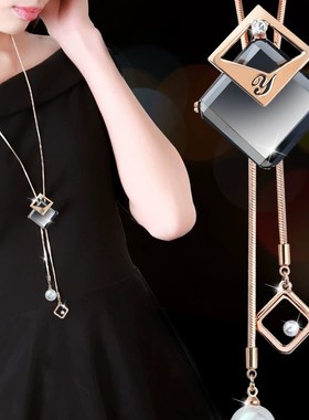 项链女2024新款爆款轻奢小众高级感珍珠K长款搭配裙子的毛衣链秋