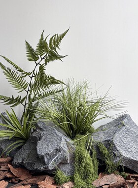 彷石绿色植物泡沫假石雕假山园林景观拍摄道具橱窗彷生景观石摆件
