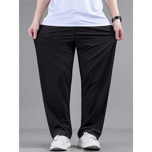 大码冰丝裤男裤子夏季垂感黑色休闲裤宽松加肥加大男裤胖子阔腿裤 - 图3