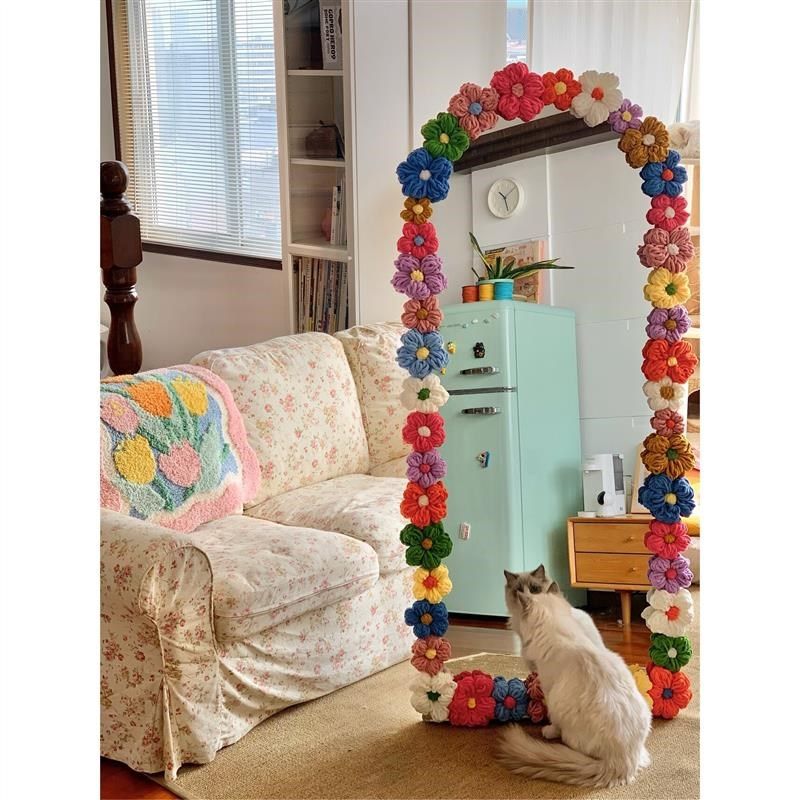 diy泡芙花镜子改造材料包边全身镜泡芙花创意手工落地镜边框装饰,淘宝优惠券,粉丝福利购,淘宝优惠卷