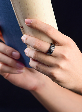 新品本命佛心g经戒指黑男女钛钢平安指环个性食指尾戒扳指饰品刻