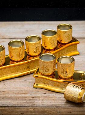 极速佛前供水杯k招财陶瓷酒杯家用三连五连供佛杯贡杯佛具摆件