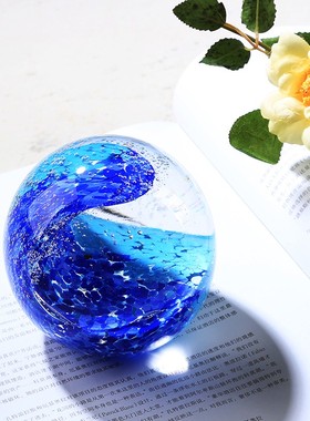 极速琉璃海浪水晶球艺术摆件现代轻奢客厅酒店样T板房博古架玄关