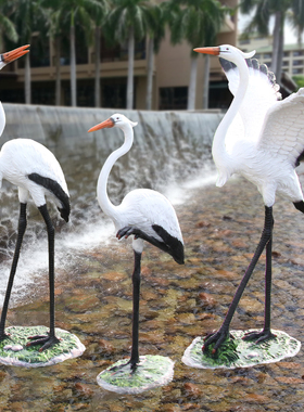 极速户外仿真仙鹤白鹭玻璃钢雕塑花园庭I院水池造景摆件园林景观