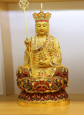 新品彩铜娑婆三圣释迦牟尼观音菩A萨地藏王菩萨佛像居家供奉摆件