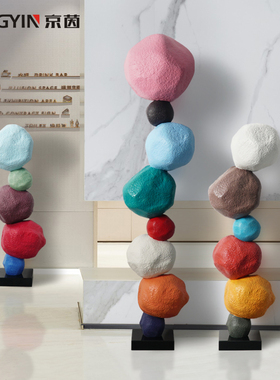 极速大型雕塑摆件工艺品酒店大堂过道玄关落地售楼处W装饰仿石头