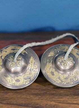 新品纯铜碰铃尼j泊尔手工双龙金刚杵撞铃声音清脆民族用品乐器铜