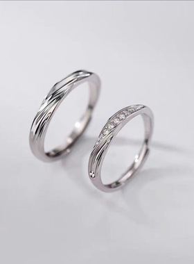 925镀银莫比乌斯情侣对戒时尚个性小众设计素圈戒指男女