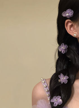 超仙粉紫樱花发夹女迷你甜美头饰