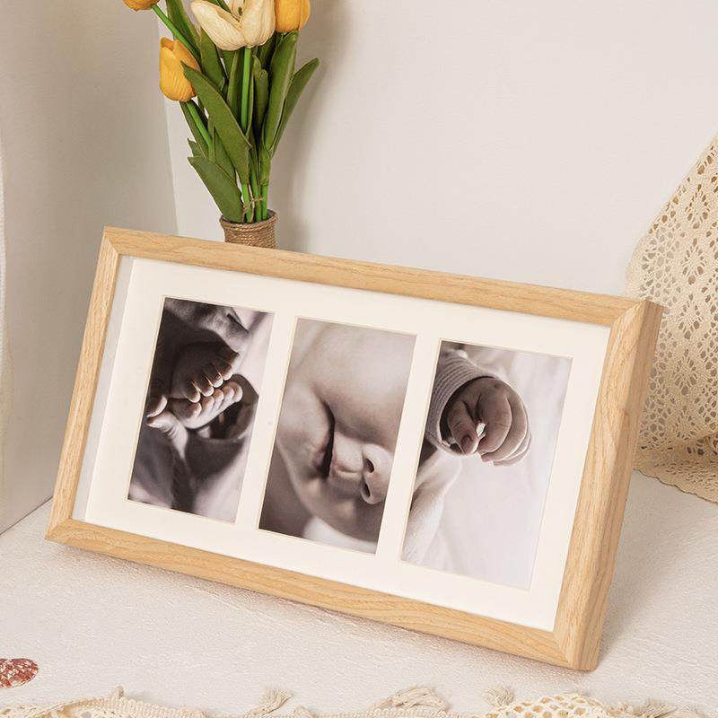 实木三宫格三联相框摆台儿童宝宝细节创意照相框洗照片挂摆两用,淘宝优惠券,粉丝福利购,淘宝优惠卷