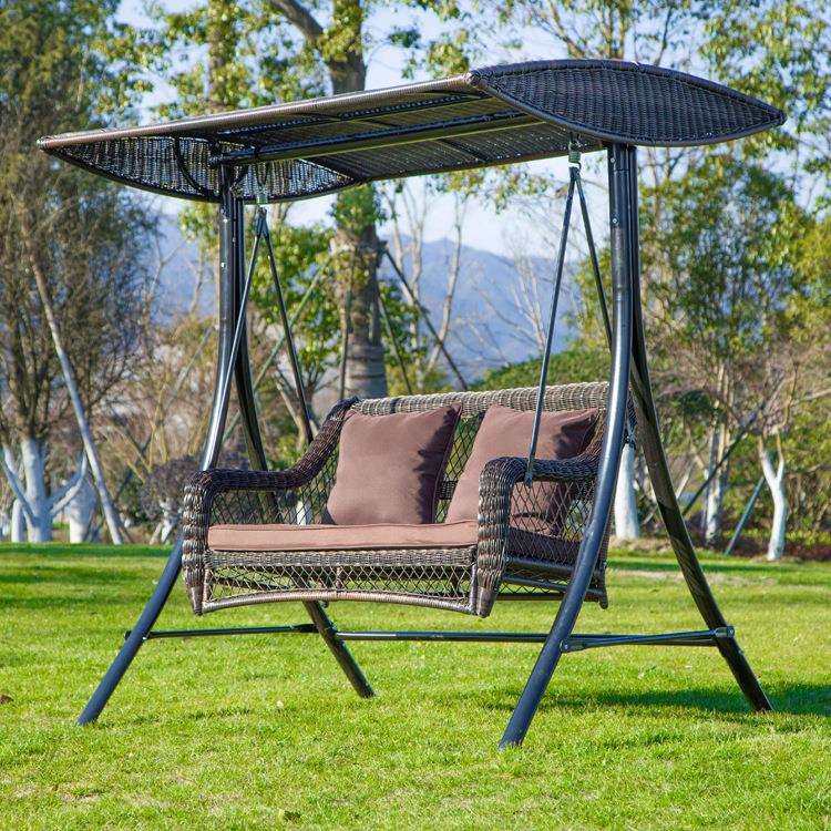 尚层经济型遮阳防雨编藤户外吊椅铁艺阳台秋千椅三人休闲摇椅直销,淘宝优惠券,粉丝福利购,淘宝优惠卷