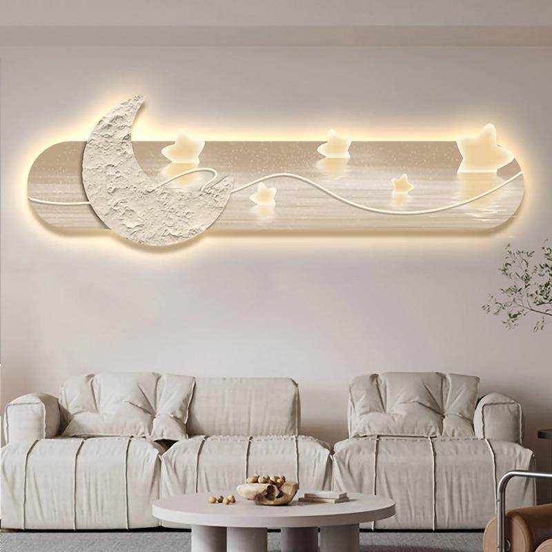 轻奢led灯画客厅卧室装饰画简约现代儿童房间挂画月亮壁画高级感,淘宝优惠券,粉丝福利购,淘宝优惠卷