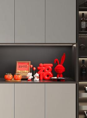 创意兔子摆件入户玄关酒柜客厅创意轻奢家居装饰喜庆乔迁新居礼品
