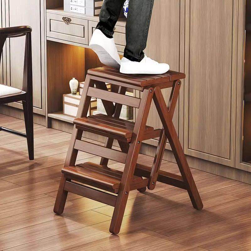 实木梯凳多功能家用可折叠梯椅室内梯子椅子两用三步楼梯登高踏板,淘宝优惠券,粉丝福利购,淘宝优惠卷