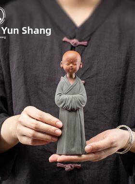 新中国风创意陶瓷紫砂禅宗小和尚家居陈设茶室茶道小沙弥装饰