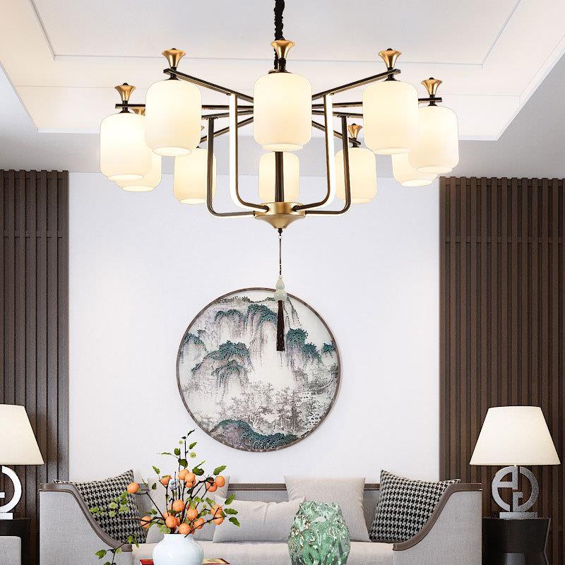 复式楼大吊灯新中式风格别墅楼梯中空客厅中国风酒店大堂工程灯具 - 图0