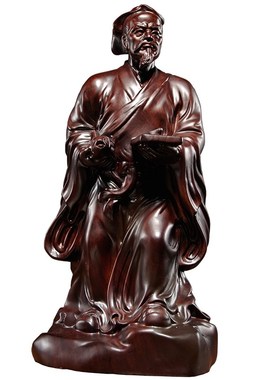 黑檀木雕鲁c班祖师雕像鲁班雕塑人物雕刻摆件家居客厅公司装饰送