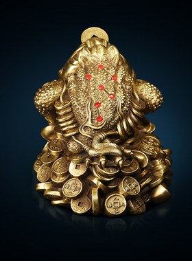 金蟾招财摆件e纯铜客厅电视柜博古架摆件店铺开业礼品金蝉招财摆