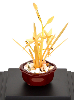 金箔兰花摆件家居饰品客厅电视柜酒柜玄关工艺品家装办公室装饰