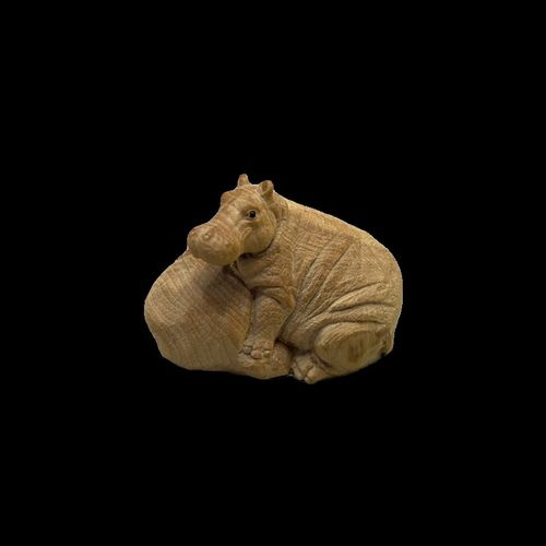 小叶黄杨木雕母子河马摆件随身盘玩实木手把件P吉祥书架桌面小摆 - 图1