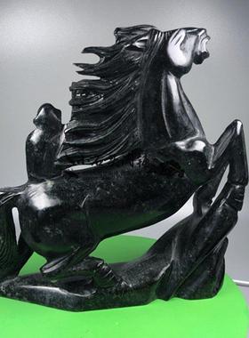 天然独玉马动物纯手工桌面摆件家居客厅玄关装饰摆放朋友同事礼物