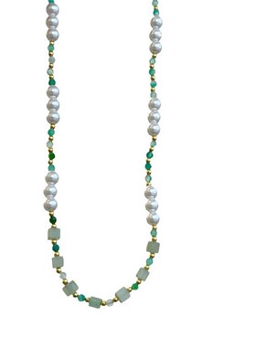 小众绿色水晶串珠项链高级感设计串珠小清新锁骨链新中式国风配饰