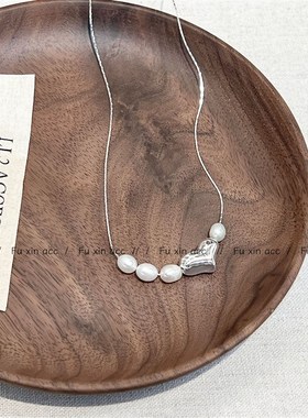 秋冬新款天然淡水珍珠串珠项链女小众高级感不规则扁豆锁骨链颈链